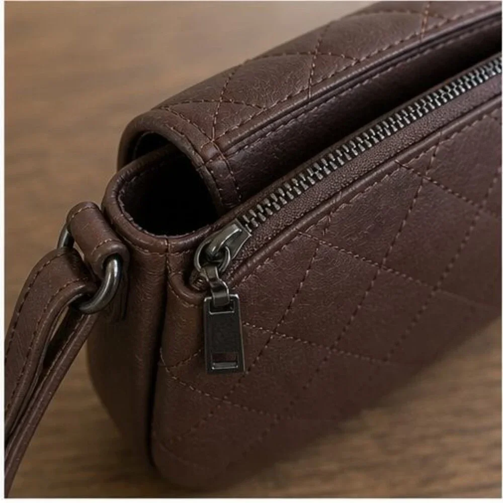 Mauve Quilted Crossbody Bag